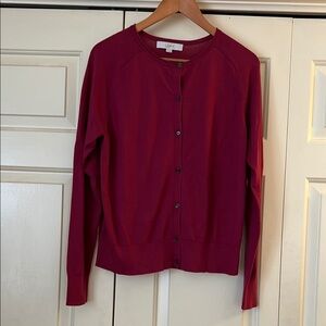 LOFT Women's Burgundy Cardigan Sweater